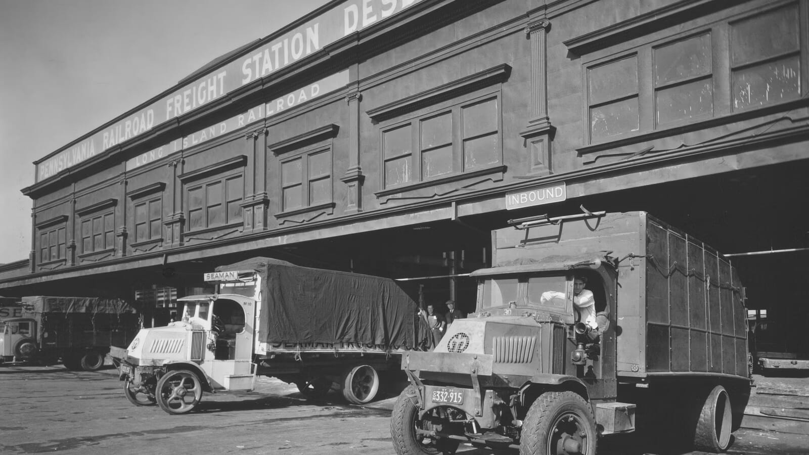 Vintage trucks at freight station