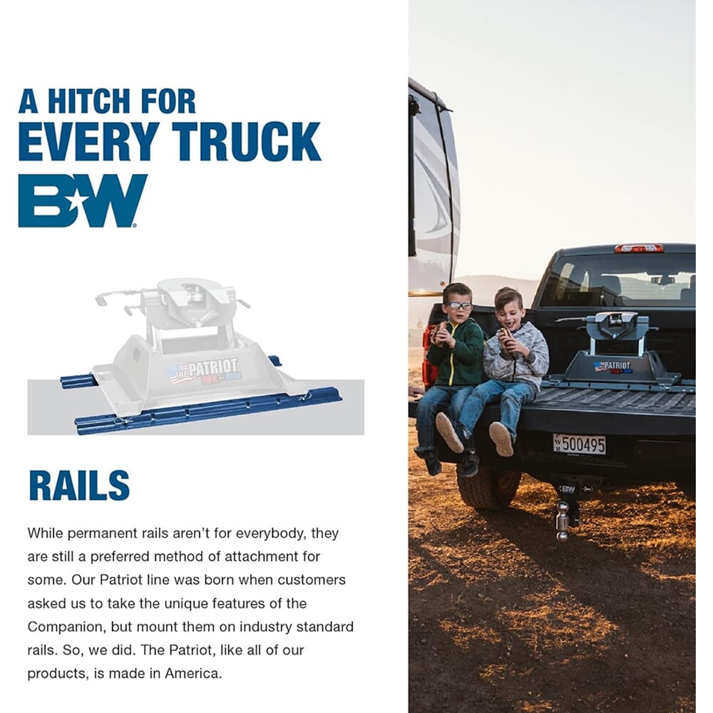 B&W Trailer Hitch 18K Patriot Rail Mounted Slider Fifth Wheel