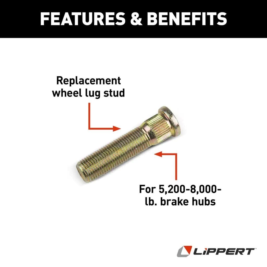 Lippert® Wheel Lug Stud - 9/16 Inch-18 x 2.31 Inch, Zinc - 132624