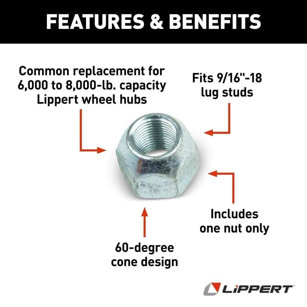 Lippert® 60° Cone Trailer Lug Nut - 9/16