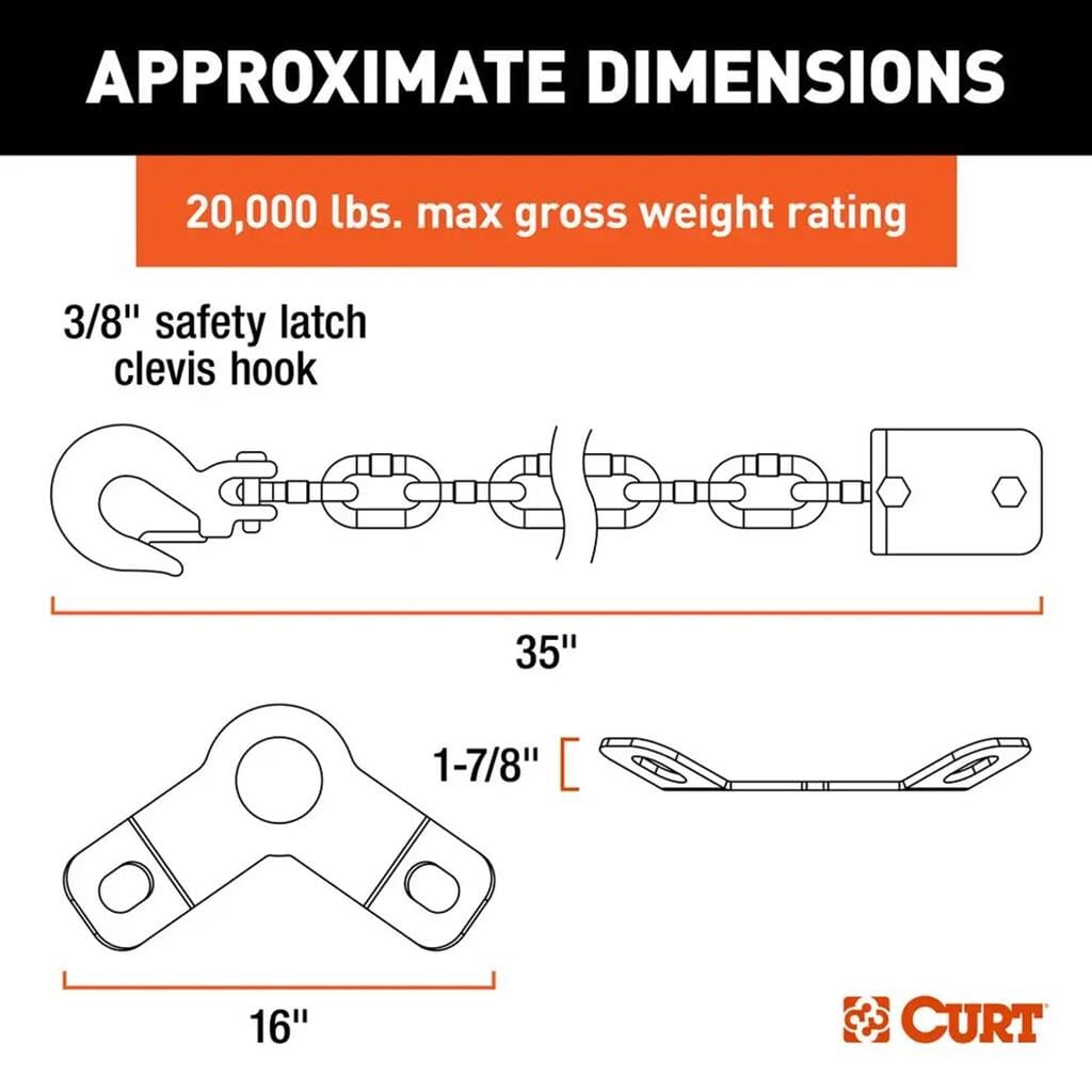 CURT MAP Curt CrossWing 5th Wheel Safety Chain Assembly with
