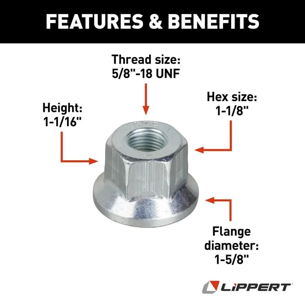 Lippert® Hex Flange Wheel Nut - 5/8