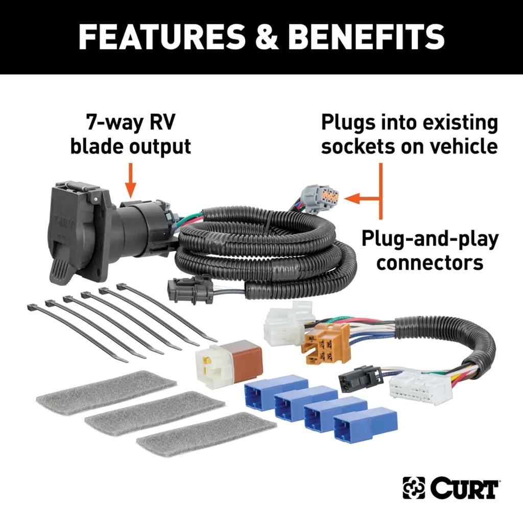 CURT Curt Custom Wiring Connector, 7-Way RV Blade, Select Nissan