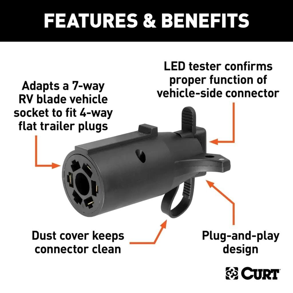 CURT Curt Electrical Adapter with Tester (7-Way RV Blade Vehicle