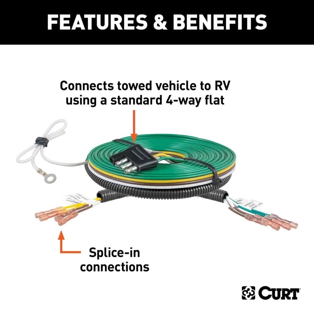 CURT Curt Universal Splice-In Towed-Vehicle RV Wiring Harness for