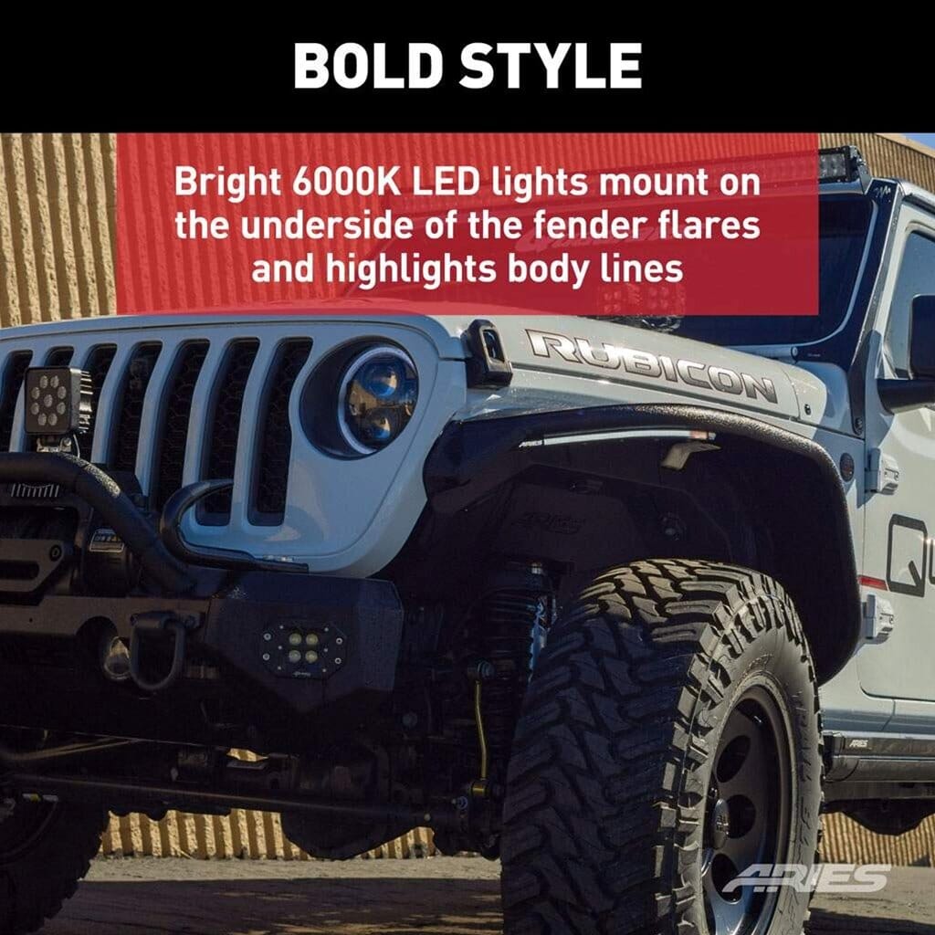Aries LED Fender Lights for Jeep Wrangler JL, Gladiator JT
