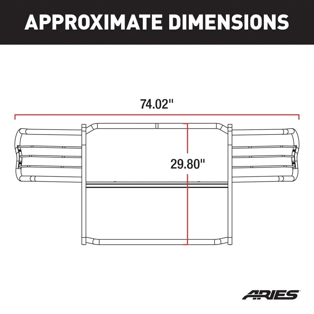 Aries Black Steel Grille Guard, Select Dodge Dakota, Durango
