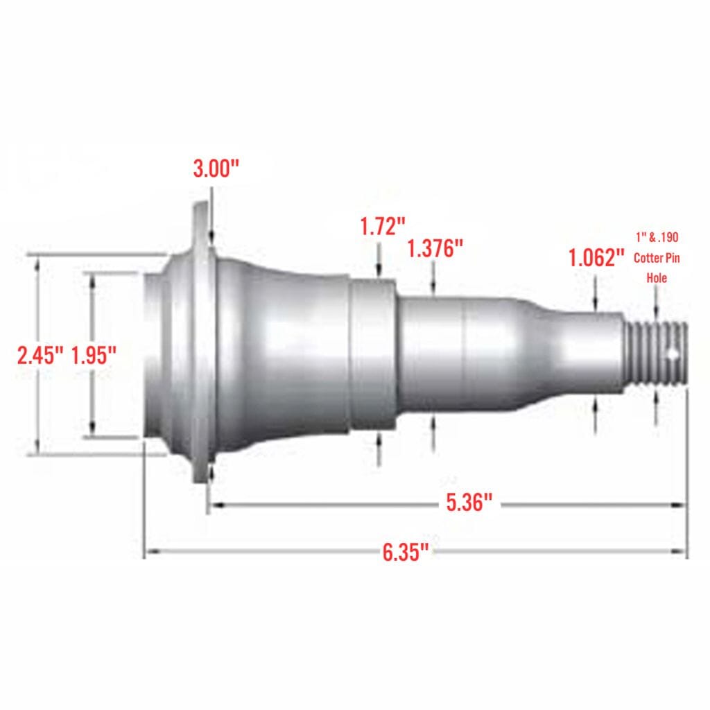 TruRyde® 3,500 E-Z Lube Spindle with Brake Flange - SP-HF-IF-84LZ