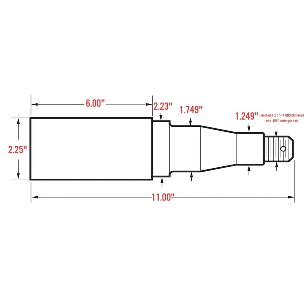 TruRyde® Round 42 Spindle with Brake Flange and Zerk Fitting for