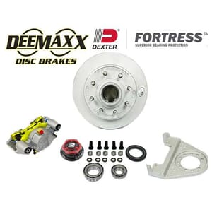 DeeMaxx® 7,000 lbs. Disc Brake Kit with 9/16" Studs for One Wheel with Maxx Coating Caliper and Dexter® Fortress® Aluminum Caps - DM7KMAXX916-F