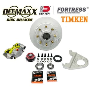 DeeMaxx® 7,000 lbs. Disc Brake Kit with 5/8" Studs for One Wheel with Maxx Coating Caliper, Timken® Bearings, and Dexter® Fortress® Aluminum Cap - DM7KMAXX580-F-TK