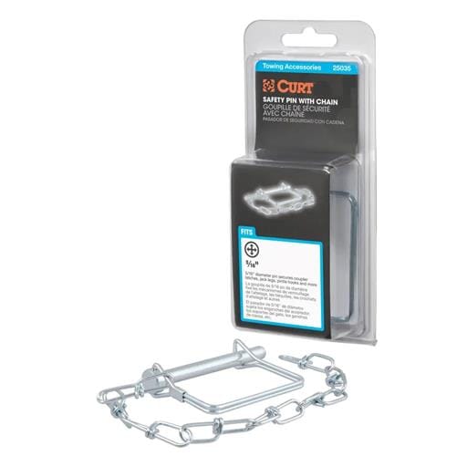 Curt 5/16" Safety Pin with 12" Chain (3" Pin Length, Packaged) - 25035