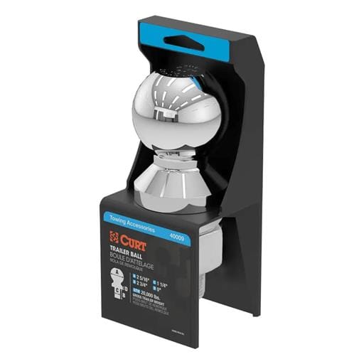 Curt 2-5/16" Trailer Ball (1-1/4" x 2-3/4" Shank, 20,000 lbs., Chrome) - 40009