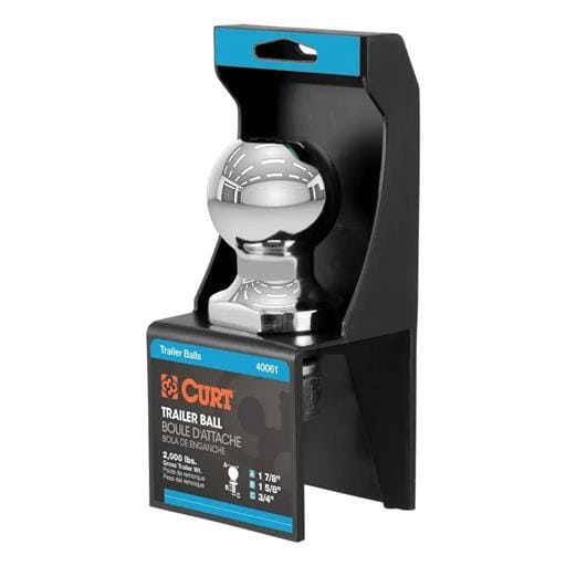 Curt 1-7/8" Trailer Ball (3/4" x 1-5/8" Shank, 2,000 lbs., Chrome, Packaged) - 40061