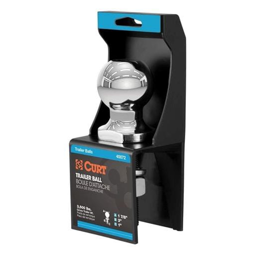 Curt 1-7/8" Trailer Ball (1" x 3" Shank, 3,500 lbs., Chrome, Packaged) - 40072