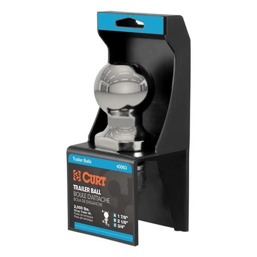 Curt 1-7/8" Trailer Ball (3/4" x 2-1/8" Shank, 2,000 lbs., Stainless, Packaged) - 40080