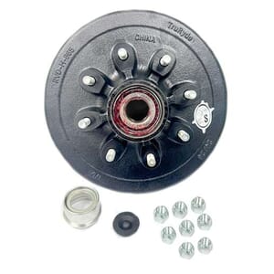 TruRyde® Pre-Greased 8-6.5" Bolt Circle Trailer Hub/Drum 9/16" studs with Parts for a 7,000 lbs. Trailer Axle - PP-RVDK-9PG