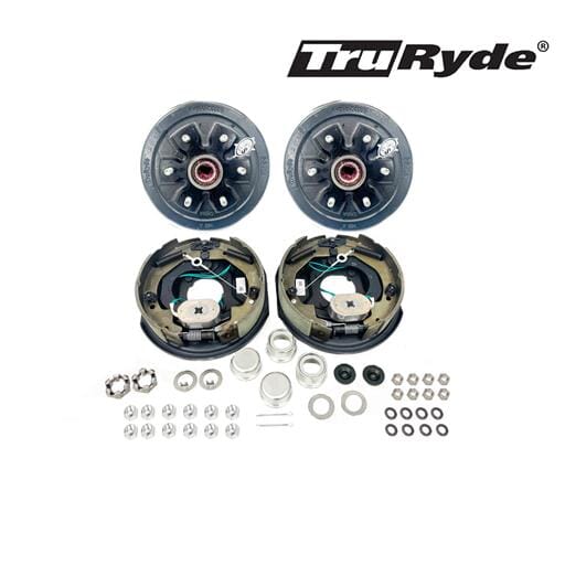 6-5.5" Bolt Circle 3,500 lbs. TruRyde® Pre-Greased Trailer Axle Self-Adjusting Electric Brake Kit - PGBK655ELEAUTO-TRP