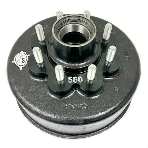 TruRyde® 8-6.5" Bolt Circle 12" Trailer Hub/Drum with 5/8" Studs for a 8,000 lbs. Lippert Hybrid Trailer Axle- RVD-8KHYB-865-580