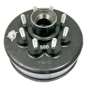 TruRyde® 8-6.5" Bolt Circle 12" Trailer Hub/Drum with 5/8" Studs for a 8,000 lbs. Lippert Hybrid Trailer Axle- RVD-8KHYB-865-580