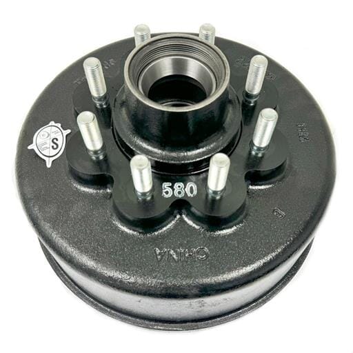 TruRyde® 8-6.5" Bolt Circle 12" Oil Trailer Hub/Drum with 5/8" Studs for a 8,000 lbs. Trailer Axle - RVD-8K-865-580