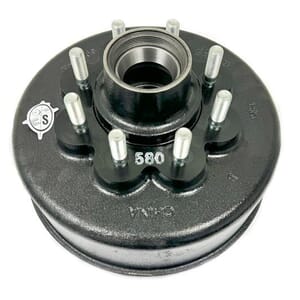 TruRyde® 8-6.5" Bolt Circle 12" Oil Trailer Hub/Drum with 5/8" Studs for a 8,000 lbs. Trailer Axle - RVD-8K-865-580