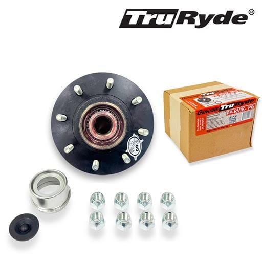 TruRyde® Pre-Greased 8-6.5" Trailer Hub 9/16" Studs with Parts for a 7,000 lbs. Trailer Axle - PP-RVIK-10PG