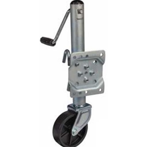 TruRyde® 1,500 lbs. Side Wind Swivel Bolt-On Zinc Coated Trailer Jack with 8" Caster - TR-JSWBM1.5K-10