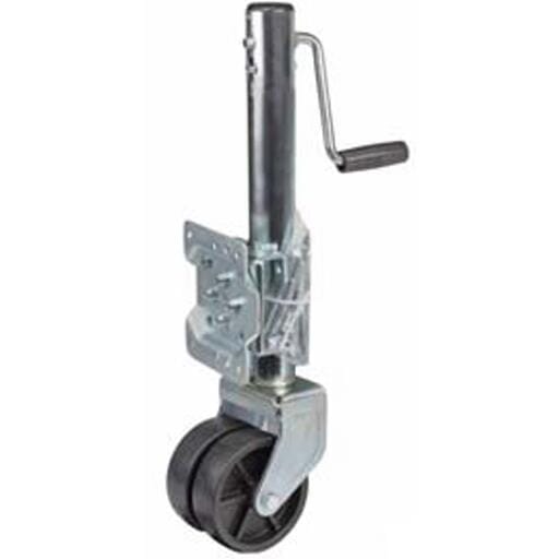 TruRyde® 1,500 lbs. Side Wind Swivel Bolt-On Zinc Coated Trailer Jack with 6" Dual Caster - TR-JSWBMD1.5K-10
