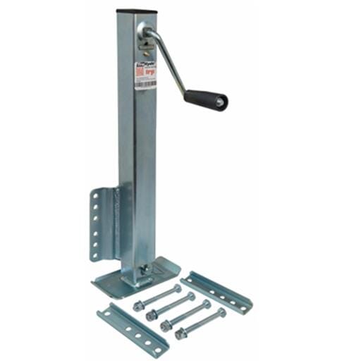 TruRyde® 2,500 lbs. Square Side Wind Fixed Bolt-On Zinc Coated Trailer Jack with Foot - TR-JSWFBM2.5K-28