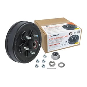Lippert® 10 Inch Brake Drum Hub Kit, Installed Bearings, 5 on 4.5 Inch, 1/2 Inch Stud, 3,500-lb. Axle - 2024013264