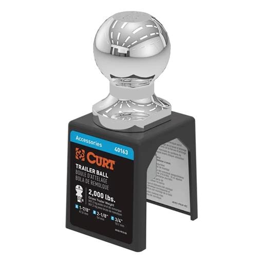 Curt 1-7/8" Trailer Ball (3/4" x 2-1/8" Shank, 2,000 lbs., Chrome, Packaged) - 40163