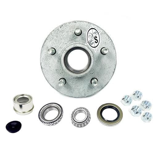 TruRyde® Galvanized 5-4.5" Bolt Circle Trailer Hub with Parts for a 3,500 lbs. Trailer Axle - 545LB1E-GALV