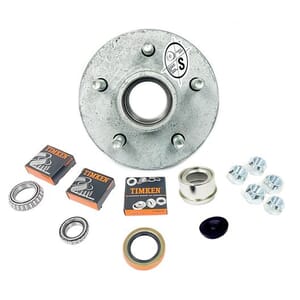 TruRyde® Galvanized 5-4.5" Bolt Circle Trailer Hub with Parts including Timken® Bearings for a 3,500 lbs. Trailer Axle -545LB1E-GALV-TK