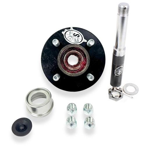 Round R104BT8X BT8 Spindle & Pre-Greased 4-4" Bolt Circle Trailer Hub - PGBT8BT121E