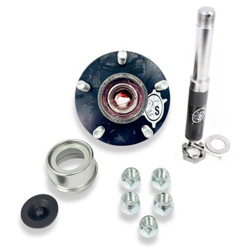 Round R104BT8X BT8 Spindle & Pre-Greased 5-4.5" Bolt Circle Trailer Hub - PGBT8BT122E