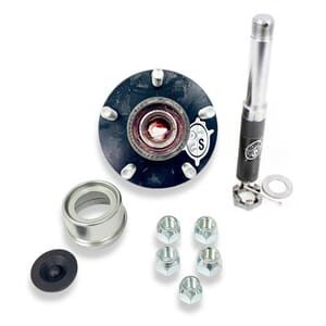 Round R104BT8X BT8 Spindle & Pre-Greased 5-4.5" Bolt Circle Trailer Hub - PGBT8BT122E