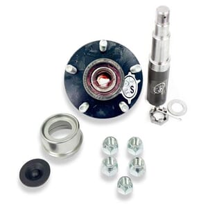 Round R30484X 84 Spindle & Pre-Greased 5-4.5" Bolt Circle Trailer Hub - PGR384545LB1E-TRP