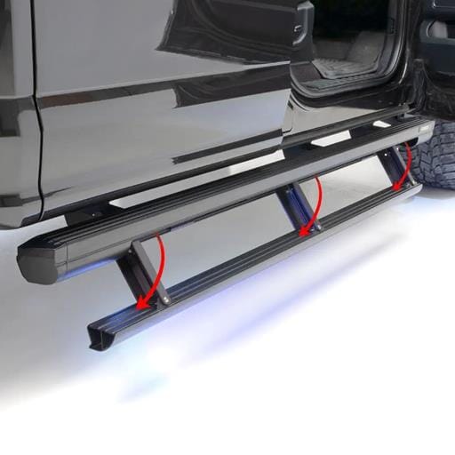 Aries ActionTrac 87.6" Powered Running Boards, Select Nissan Titan, XD Crew Cab - 3047960