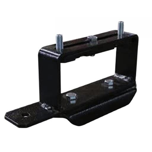 ​Black finish, Stake Pocket Spare Tire Holder with 4" Offset - Fits 2x4 standard stake pocket up to 3” deep. Accepts bolt patterns from 2.5”- 6.5”