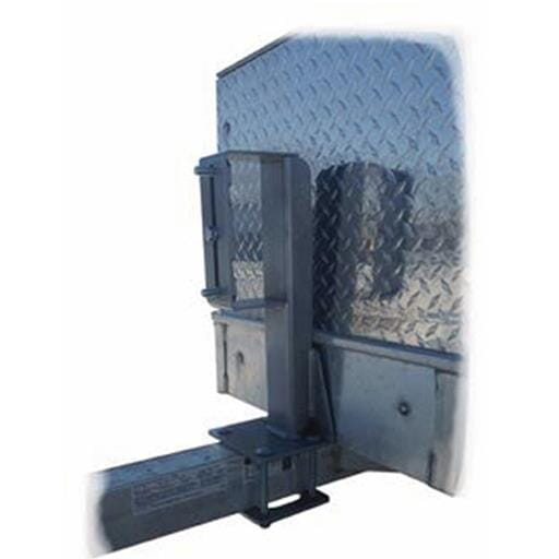 Black finish, Vertical Tongue Mount Spare Tire Holder - Fits up to 4" x 4" trailer tongues. Accepts bolt patterns from 2.5”- 6.5”