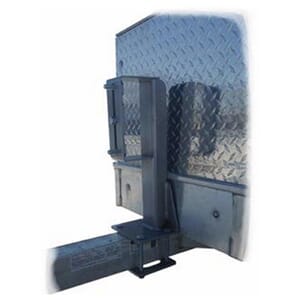 Black finish, Vertical Tongue Mount Spare Tire Holder - Fits up to 4" x 4" trailer tongues. Accepts bolt patterns from 2.5”- 6.5”