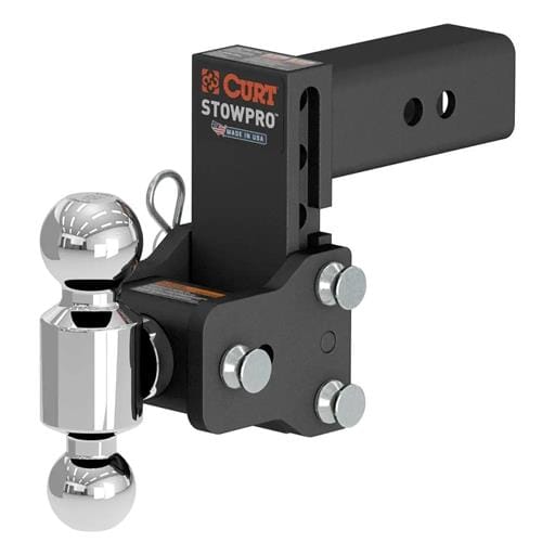 Curt StowPro Adjustable USA-Made Ball Mount, 5" Drop, 2-1/2" Shank, Dual Ball - 45971