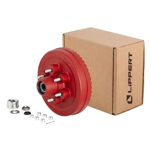 Lippert® ABS 12" Red Brake Hub Complete Kit with Installed Bearings, 6,000-lb. Axles - 2025077664