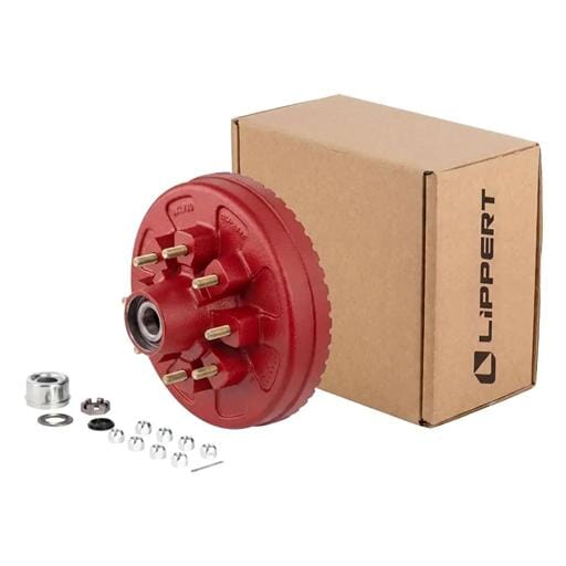 Lippert® ABS 12" Red Brake Hub Complete Kit with Installed Bearings, 7,000-lb. Axles - 2025077668