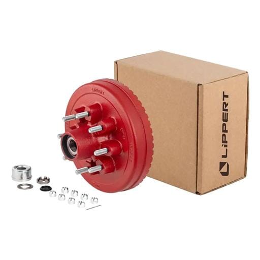 Lippert® ABS 12" Red Brake Hub Complete Kit with Installed Bearings, 7,000-lb. Axles - 2025077672