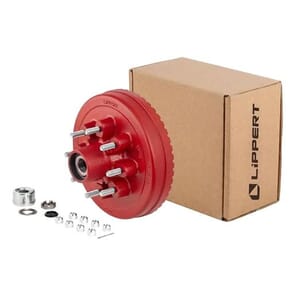 Lippert® ABS 12" Red Brake Hub Complete Kit with Installed Bearings, 7,000-lb. Axles - 2025077672