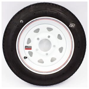 LoadStar 5-hole 12" x4" White Spoke Trailer Wheel and Tire 4.80-12 4ply