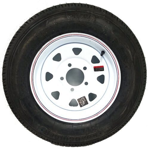 13" White Spoke Wheel and Radial Tire ST17580R13C with a 5-4.5" Bolt Circle - 128689WT11R-PMK