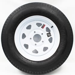 15" White Spoke Wheel and Bias Tire ST20575D15C with a 5-4.5" Bolt Circle - 128693WT31B-PMK